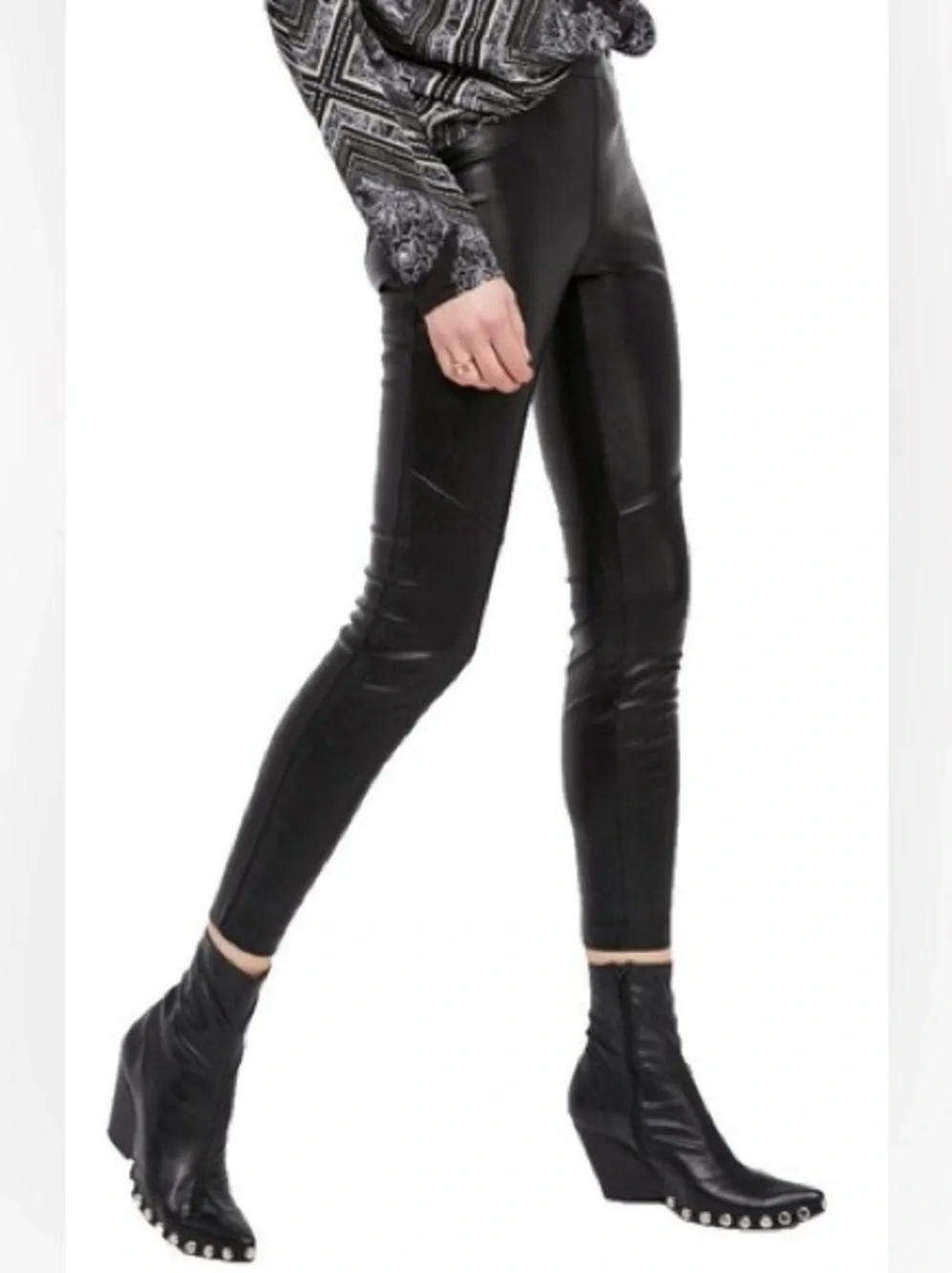Free People Never Let Go Faux Leather moto stretch Leggings Black 24 chic boho